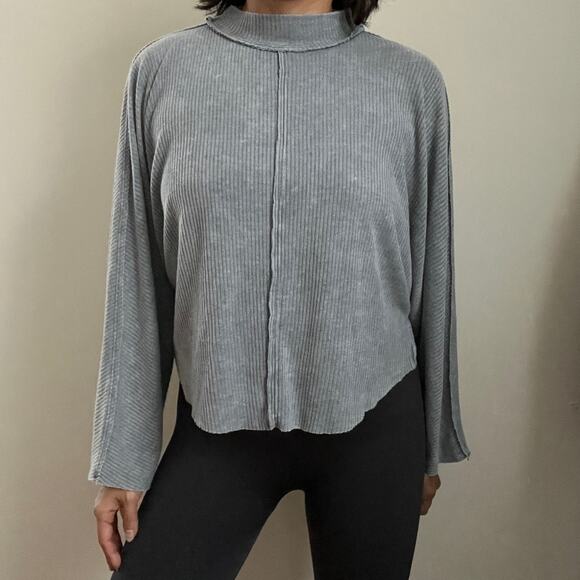 We the Free Gray Ribbed Mock Turtleneck Long Sleeve Sweater Size XS - Picture 6 of 12
